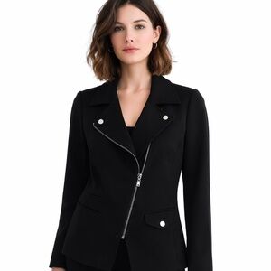 White House Black Market Moto Jacket/Blazer size 00 zip luxury capsule work
